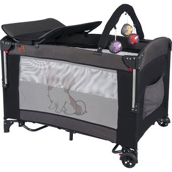 Mamma Papillon Alüminyum 15 kg Kapasiteli Ayarlanabilir Taşınabilir Katlanabilir Ara Katlı 70x110 cm Sallanan Anne Yanı Park Yatak Antrasit+Sünger Yatak