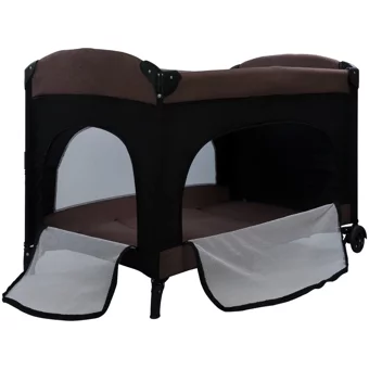 Maxi Taxi Karolin Çelik 22 kg Kapasiteli Ayarlanabilir Taşınabilir Katlanabilir Ara Katlı 70x110 cm Sallanan Anne Yanı Park Yatak Kahverengi