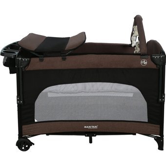 Maxi Taxi Karolin Çelik 22 kg Kapasiteli Ayarlanabilir Taşınabilir Katlanabilir Ara Katlı 70x110 cm Sallanan Anne Yanı Park Yatak Kahverengi