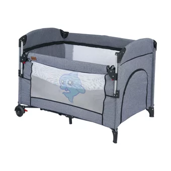 Mamma Dolphin Alüminyum 15 kg Kapasiteli Ayarlanabilir Taşınabilir Katlanabilir Ara Katlı 70x110 cm Sallanan Anne Yanı Park Yatak Gri