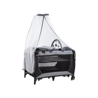 Acr Ciciko Rover Demir 25 kg Kapasiteli Ayarlanabilir Taşınabilir Katlanabilir Ara Katlı 70x110 cm Sallanan Anne Yanı Park Yatak Gri