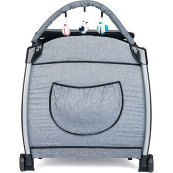 Comfymax Power Alüminyum 25 kg Kapasiteli Ayarlanabilir Taşınabilir Katlanabilir Ara Katlı 70x110 cm Sallanan Anne Yanı Park Yatak Gri