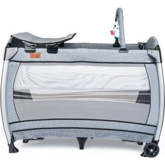 Comfymax Power Alüminyum 25 kg Kapasiteli Ayarlanabilir Taşınabilir Katlanabilir Ara Katlı 70x110 cm Sallanan Anne Yanı Park Yatak Gri