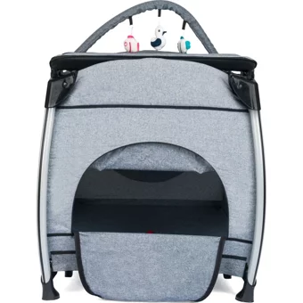 Comfymax Power Alüminyum 25 kg Kapasiteli Ayarlanabilir Taşınabilir Katlanabilir Ara Katlı 70x110 cm Sallanan Anne Yanı Park Yatak Gri
