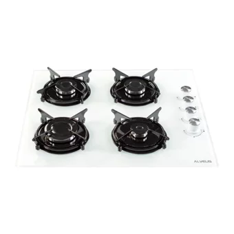 Alveus AD07-A10-AF850 Doğalgazlı Cam Klasik Set Üstü Davlumbaz 3'lü Ankastre Set Beyaz