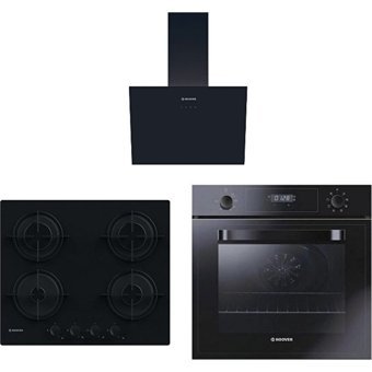 Hoover hdg6c1gbtk+ Hvw6mbb+ Hot3051bı Dokunmatik Doğalgazlı Cam Klasik Set Üstü Davlumbaz 3'lü Ankastre Set Siyah