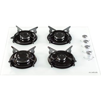 Alveus Cloud 614 Gls 640 - Mfa 614 - F4 Ecr Doğalgazlı Cam Klasik Set Üstü Aspiratör 3'lü Ankastre Set Beyaz
