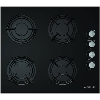 Alveus Alv MFA 604 + ALV GLS 640 + F17 Dokunmatik Doğaldaz - LPG Cam Klasik Set Üstü Davlumbaz 3'lü Ankastre Set Siyah