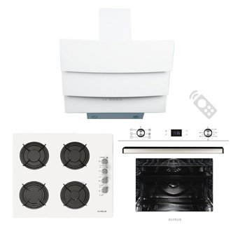 Alveus Ege 627 GLS 640 -MFA627 - MOD W Dokunmatik Doğalgazlı Cam Klasik Set Üstü Davlumbaz 3'lü Ankastre Set Beyaz