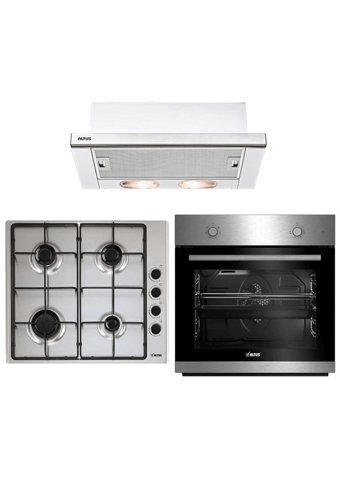 Altus ALA 132 I - ALA 182 GID - AL 37 I Gazlı Metal Klasik Set Üstü Davlumbaz 3'lü Ankastre Set İnox
