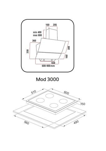 Alveus Pure GLS 640 - MOD 3000 Dokunmatik Doğalgazlı Cam Klasik Ocak Davlumbaz İkili Set 2'li Ankastre Set Siyah