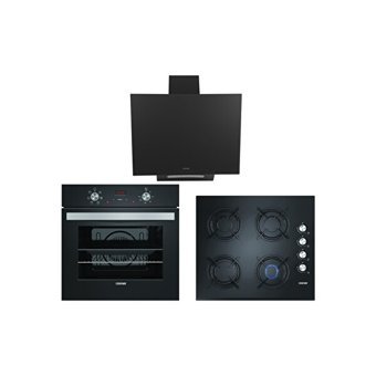 Cookway CW2166DTB-CW11641BE-CW32145B6M Gazlı Cam Klasik Set Üstü Davlumbaz 3'lü Ankastre Set Beyaz