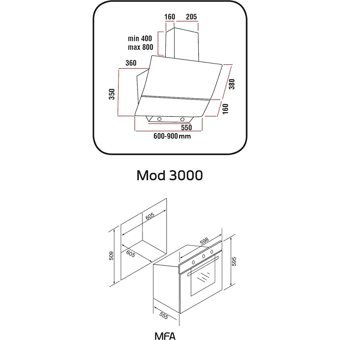 Alveus İnci MOD3000-MFA614 Dokunmatik Cam Klasik Davlumbazlı Fırın 2'li Ankastre Set Siyah