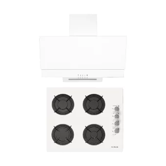 Alveus Star GLS 640 - MOD F17 Dokunmatik Doğalgazlı Cam Klasik Ocak Davlumbaz İkili Set 2'li Ankastre Set Beyaz