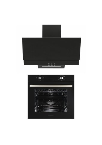 Alveus Lotus MFA 604 - MOD F17 Cam Klasik Davlumbazlı Fırın 2'li Ankastre Set Siyah