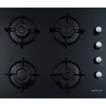 İtimat 6021 - 1531 - DV7030 Doğalgazlı Cam Klasik Set Üstü Davlumbaz 3'lü Ankastre Set Siyah
