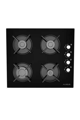 Alveus Black Style 614 Gazlı Cam Klasik Aspiratörlü Ankastre Set 3'lü Ankastre Set Siyah