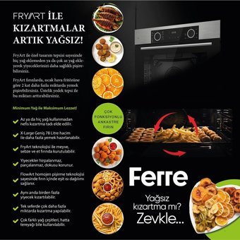 Ferre Fryart RS Serisi XE63CPR - RS038 - D065 Dokunmatik Doğalgazlı Cam Klasik Set Üstü Davlumbaz 3'lü Ankastre Set Gri