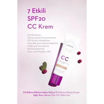 Lumene 7 Etkili Renk Dengeleyici Güneş Koruyuculu Işıltılı CC Krem Koyu 7 ml