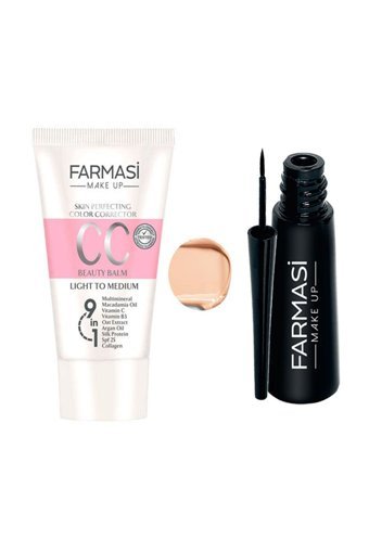 Farmasi 02 Açıktan Ortaya Güneş Koruyuculu Suya Dayanıklı CC Krem 50 ml + Deeplook Kalın Uçlu Dipliner