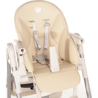 Baby Plus Mama Mia Emniyet Kemerli 20 kg Kapasiteli Tekerleksiz Tepsili Oturaklı Katlanır Mama Sandalyesi Krem