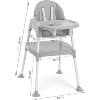 Baby Door Sugar 3 in 1 Emniyet Kemerli 18 kg Kapasiteli Tekerleksiz Tepsili Oturaklı Portatif Mama Sandalyesi Turkuaz