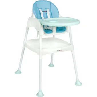 Baby Door Sugar 3 in 1 Emniyet Kemerli 18 kg Kapasiteli Tekerleksiz Tepsili Oturaklı Portatif Mama Sandalyesi Turkuaz