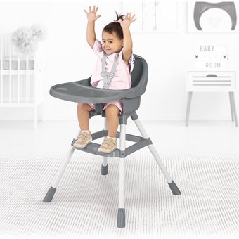 Baby Force 7551 Emniyet Kemerli 15 kg Kapasiteli Tekerleksiz Tepsili Oturaklı Mama Sandalyesi Gri