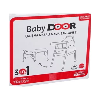 Baby Door Brezee 3 in 1 Emniyet Kemerli 15 kg Kapasiteli Tekerleksiz Tepsili Oturaklı Portatif Mama Sandalyesi Sarı