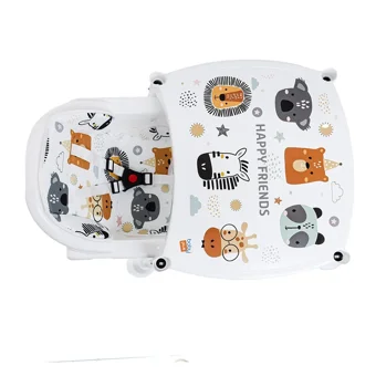 Baby Plus Multi Emniyet Kemerli 15 kg Kapasiteli Tekerleksiz Tepsili Oturaklı Portatif Mama Sandalyesi Beyaz