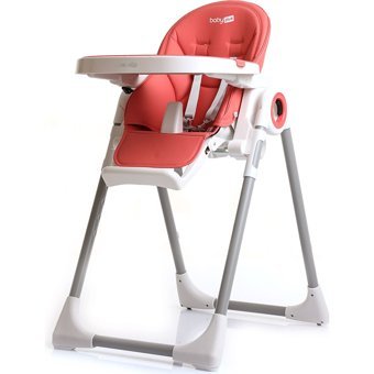 Baby Plus Mama Mia Emniyet Kemerli 20 kg Kapasiteli Tekerleksiz Tepsili Oturaklı Katlanır Mama Sandalyesi Kırmızı