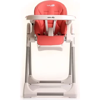 Baby Plus Mama Mia Emniyet Kemerli 20 kg Kapasiteli Tekerleksiz Tepsili Oturaklı Katlanır Mama Sandalyesi Kırmızı