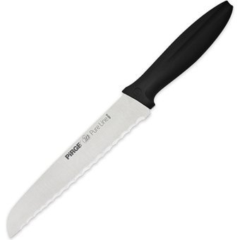 Pirge Pureline 46018 Çelik Tırtıklı Plastik Bıçak 18 cm Siyah