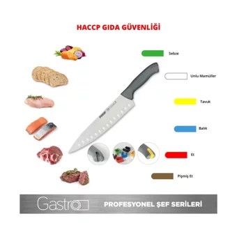 Pirge Gastro Çelik Tırtıklı Plastik Bıçak 22.5 cm