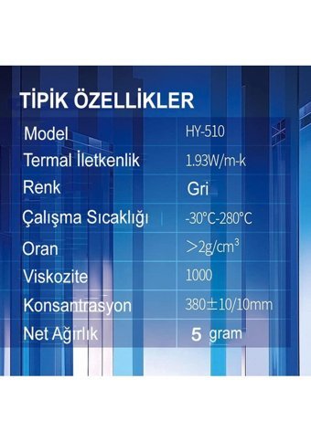 Thermal Grease HY-510 1.93 W/mk Şırınga İşlemci Termal Macun 5 gr