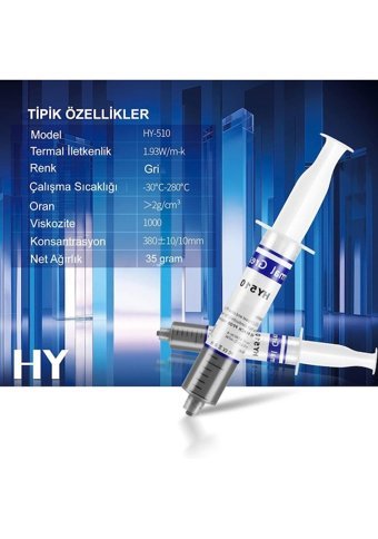 Thermal Grease HY-510 1.93 W/mk Şırınga Ekran Kartı Termal Macun 35 gr