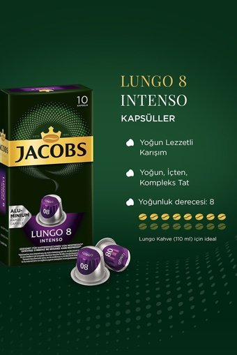 Jacobs 8 Intenso Lungo 3x10'lu Kapsül Kahve