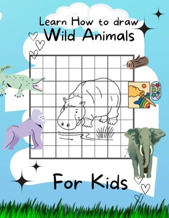 Learn How To Draw Wild Animals For Kids: Drawing Grid Activity Book For Kids To Learn To Draw Step-By-Step Wild Animals Vora, Vidhi Independently Publıshed