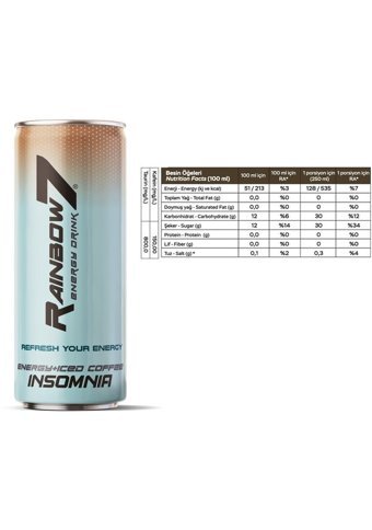 Rainbow7 Kahve Aromalı Enerji İçeceği 6 Adet 250 ml