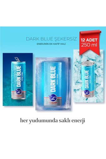 Dark Blue Enerji İçeceği Şekersiz 12 Adet 250 ml