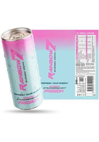 Rainbow7 Çilek Aromalı Enerji İçeceği 24 Adet 250 ml