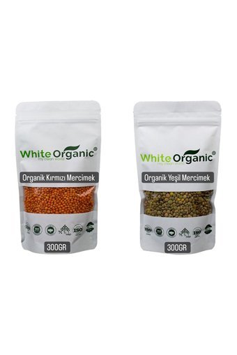 White Organic Glutensiz Kırmızı-Yeşil Mercimek 2x300 gr
