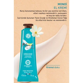 Yves Rocher Monoi Özlü Tüm Ciltler Organik Vegan Parfümlü El Kremi 30 ml