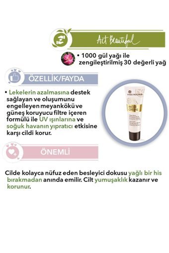 Yves Rocher Riche Creme Güllü Tüm Ciltler Güneş Koruyuculu Organik Vegan Parfümlü El Kremi 50 ml