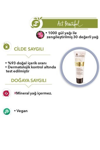 Yves Rocher Riche Creme Güllü Tüm Ciltler Güneş Koruyuculu Organik Vegan Parfümlü El Kremi 50 ml