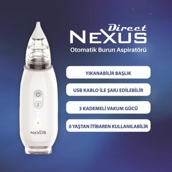 Direct Nexus Dijital Yedek Uçlu Elektrikli Burun Aspiratörü Seti Beyaz