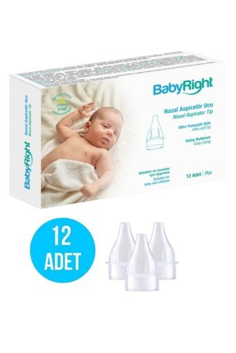 Baby Right Şeffaf Nazal Burun Aspiratörü Yedek Ucu 12'li Set
