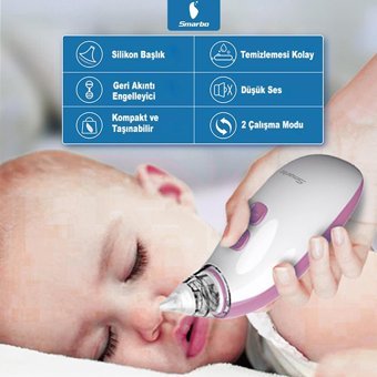 Smarbo X30-B Dijital Yedek Uçlu Elektrikli Burun Aspiratörü Seti Pembe