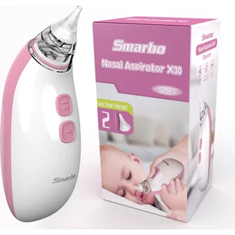 Smarbo X30-B Dijital Yedek Uçlu Elektrikli Burun Aspiratörü Seti Pembe