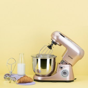 Emsan Bella Gusto Paslanmaz Çelik 1300 W 5 lt Standlı Hamur Yoğurma ve Mutfak Şefi Pembe